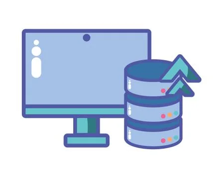 Computer screen with digital technology in white background Illustrazione stock