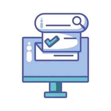 Computer screen with digital technology in white background Illustrazione stock