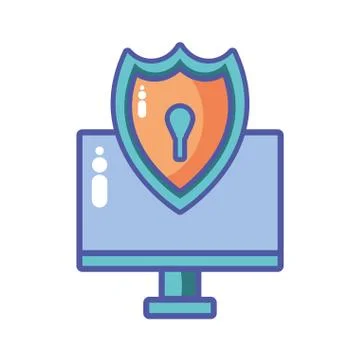 Computer screen with digital technology in white background Illustrazione stock