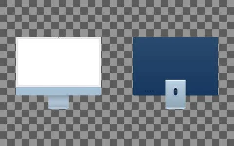 Computer screen display 24 inch blue mockup background Stock Illustration