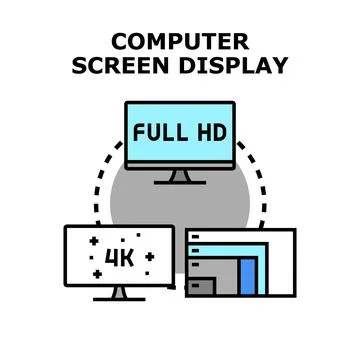 Computer screen display selecting resolution options video quality Stock Illustration