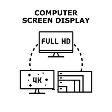 Computer screen display selecting resolution options video quality Stock Illustration