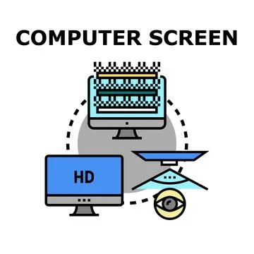 Computer screen display viewing technology concept Illustrazione stock