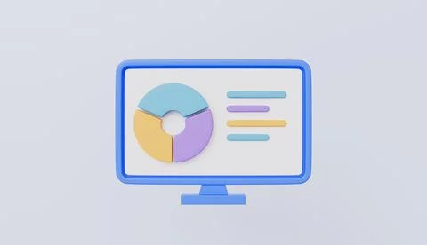 Computer screen displaying analytics charts, representing data analysis Stock Illustration