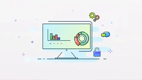 Computer Screen Displaying Analytics Diagram of IT Consultation Vidéo 276649729