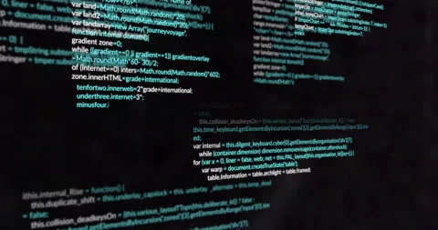 Computer screen displaying animation of code with math functions and variables Video stock 305862544