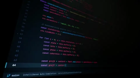Computer Screen Displaying Automated Code Generation in Dark Room Видео 347519383