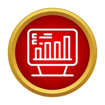 Computer screen displaying bar chart data analysis icon Stockillustratie