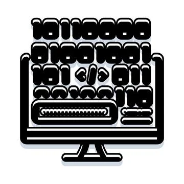 Computer screen displaying binary code digital programming イラスト素材