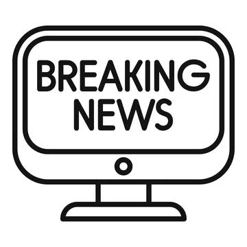 Computer screen displaying breaking news alerting viewers Stock Illustration
