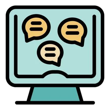 Computer screen displaying chat bubbles, online communication and messaging Stock Illustration