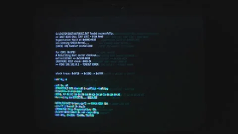 Computer screen displaying code language due to system problem. Flickering. Stock Footage 312099352