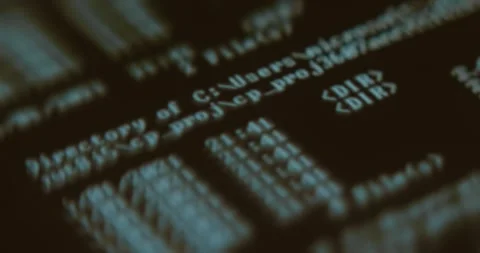 Computer screen displaying the contents of a directory in a command line Stock Footage 323373505