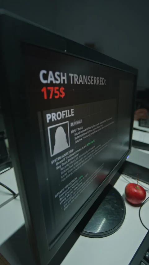 Computer Screen Displaying Cyber Fraud Data in Call Center Stock Footage 346707709