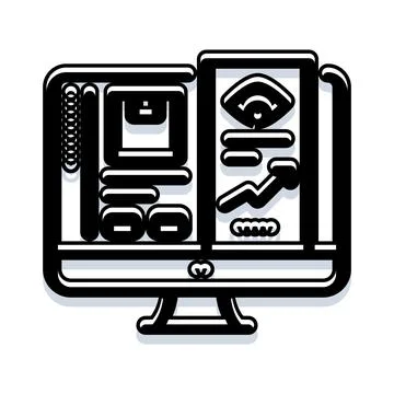 Computer screen displaying data analysis and growth chart Stockillustratie