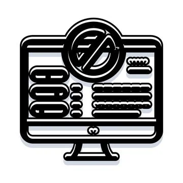 Computer screen displaying a digital boycott symbol Illustrazione stock