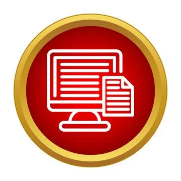 Computer screen displaying digital document data icon Stock Illustration