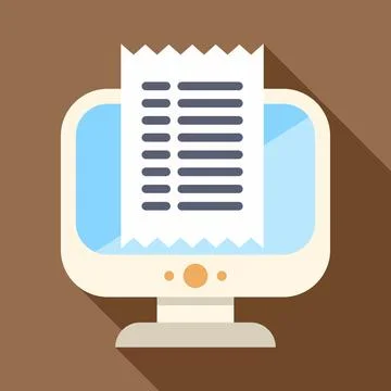 Computer screen displaying digital online receipt billing icon Stock Illustration