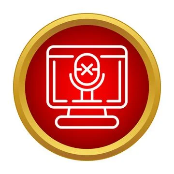 Computer screen displaying disabled microphone icon concept Stock Illustration