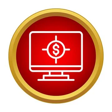 Computer screen displaying dollar sign target icon Stock Illustration