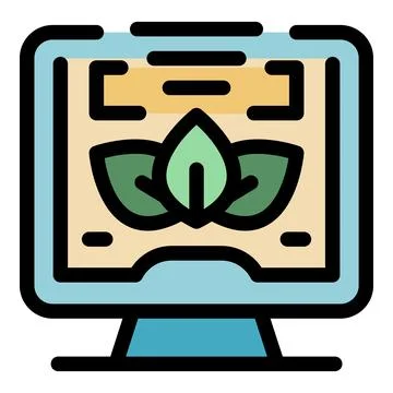 Computer screen displaying ecology learning resources, promoting environmenta Stock Illustration