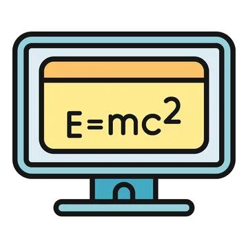 Computer screen displaying emc2 physics formula イラスト素材