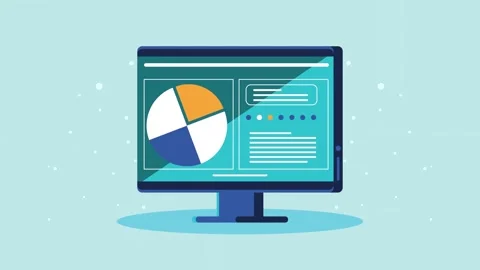 Computer screen displaying financial chart with growing data and analytics .. Stockbeeldmateriaal 339196289