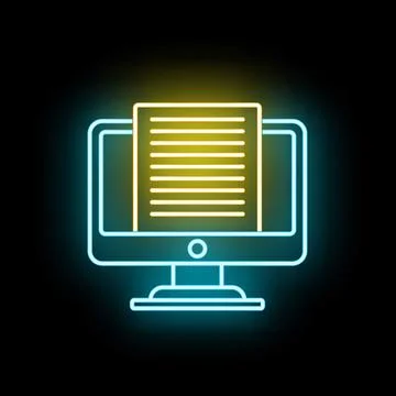 Computer screen displaying glowing digital document icon 스톡 일러스트