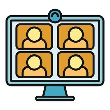 Computer screen displaying a group video call meeting 스톡 일러스트