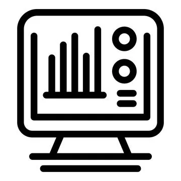 Computer screen displaying growing bar chart for business analysis Stock Illustration