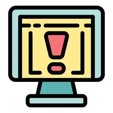 Computer screen displaying important warning message icon Illustrazione stock