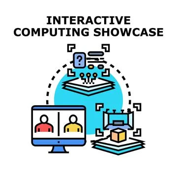 Computer screen displaying interactive video conferencing Stockillustratie
