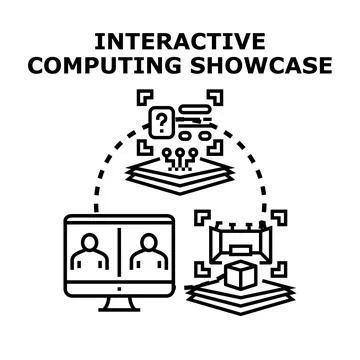 Computer screen displaying interactive video conferencing Stockillustratie