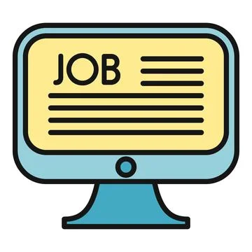 Computer screen displaying job search results online Illustrazione stock