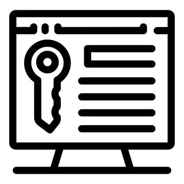 Computer screen displaying key representing secure website login Stockillustratie