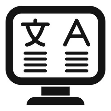 Computer screen displaying language translation icon Stock Illustration