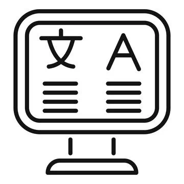 Computer screen displaying language translation icon Stock Illustration