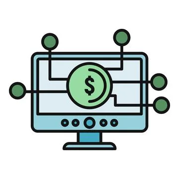 Computer screen displaying money network and digital finance Stock-Illustration