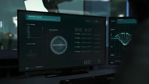 Computer Screen Displaying Newest Medical Program Holding Study Of Virus DNA Stock Footage 255326933
