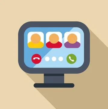 Computer screen displaying online conference video call meeting Illustrazione stock