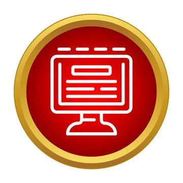 Computer screen displaying online content in red button Stockillustratie