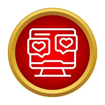 Computer screen displaying online dating love communication hearts Stock Illustration