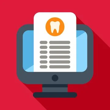 Computer screen displaying online dental records and patient information 库存插图