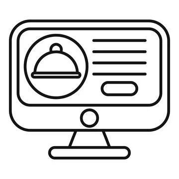 Computer screen displaying online food ordering interface icon 库存插图