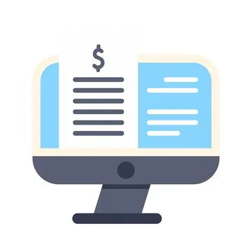 Computer screen displaying an online invoice with dollar sign Stockillustratie