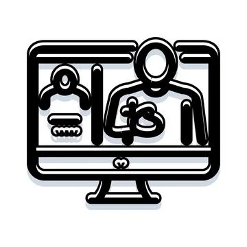 Computer screen displaying online meeting video conference イラスト素材