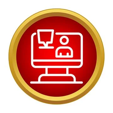 Computer screen displaying online meeting video call icon イラスト素材