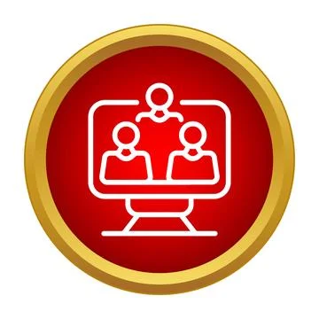 Computer screen displaying online people meeting or conference Illustrazione stock
