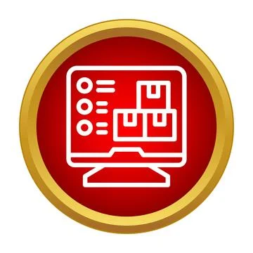 Computer screen displaying online shopping boxes and order list イラスト素材