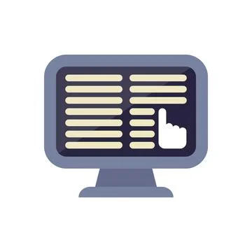 Computer screen displaying online survey and hand cursor clicking button Stock Illustration